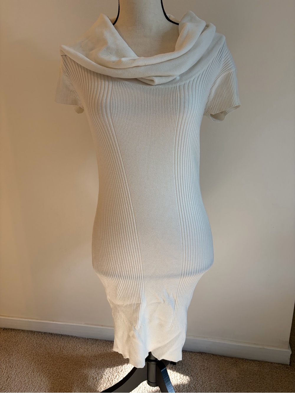 Short Sleeve off-white Sweater Dress